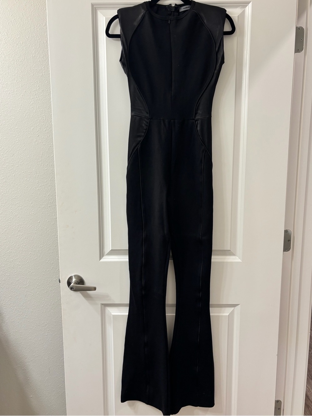 Manière De Voir Black Satin Contour Flared Jumpsuit